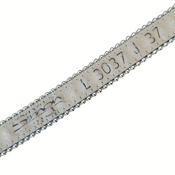 B.B. SIMON Alegra leather skinny Swarovski Crystal skinny belt blue metallic L - Picture 6 of 7